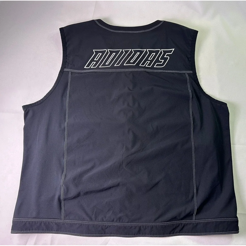 Adidas Sport Performance Full Zip Vest Black White Stitching Gorpcore‎ Men's XL